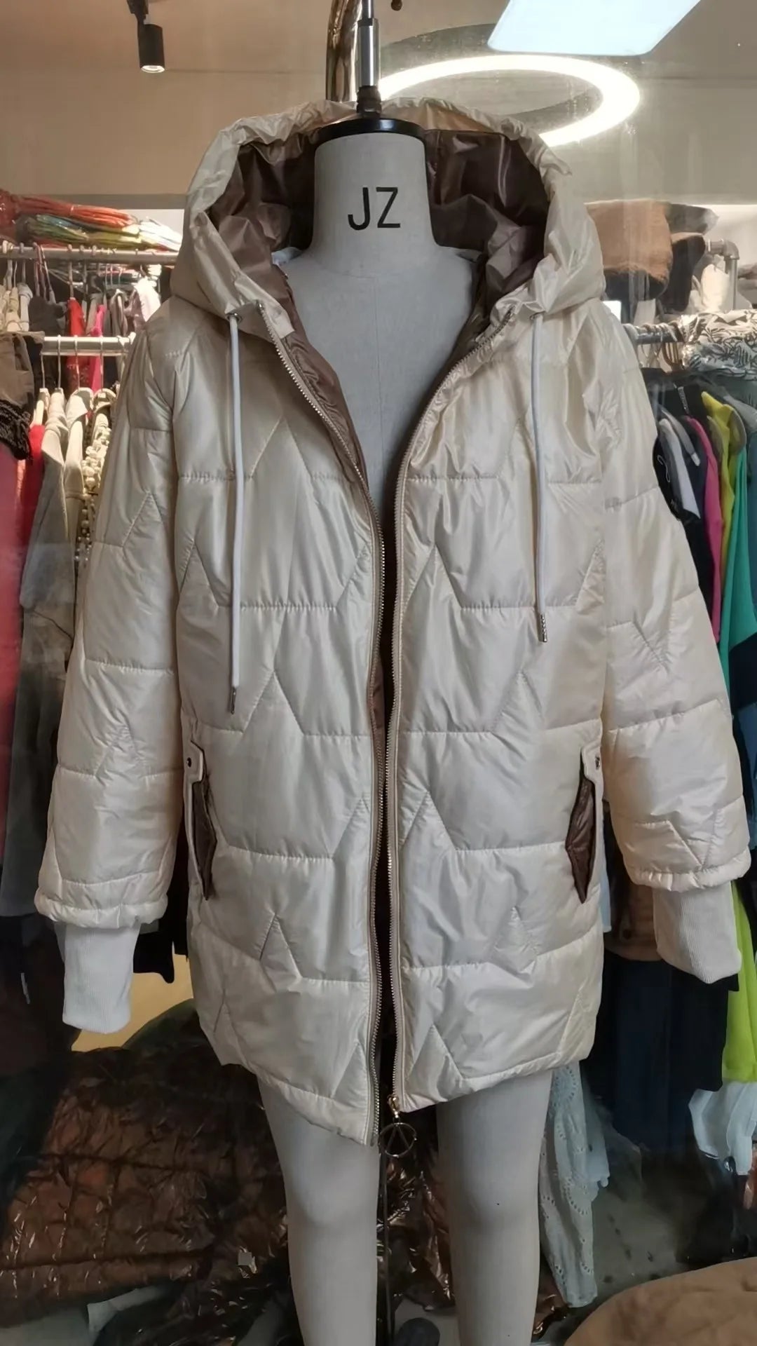 Damen Baumwoll-Parka mit Kapuze für Herbst & Winter