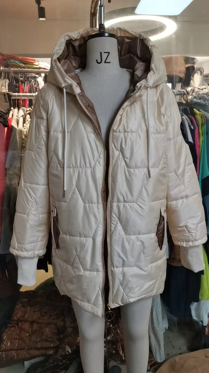 Damen Baumwoll-Parka mit Kapuze für Herbst & Winter