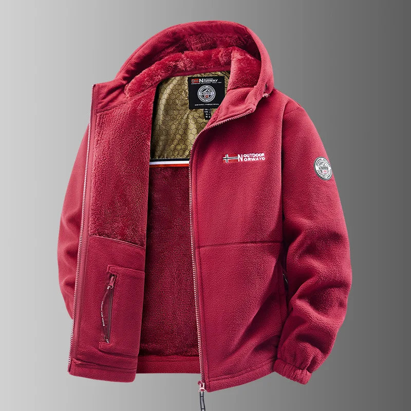 Herren Fleecejacke mit Kapuze im europäischen Stil für Herbst & Winter