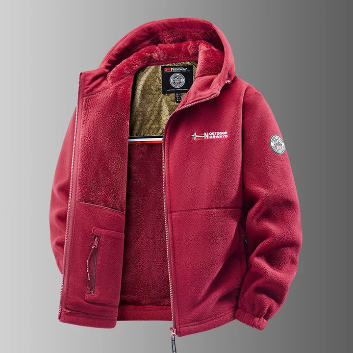 Herren Fleecejacke mit Kapuze im europäischen Stil für Herbst & Winter